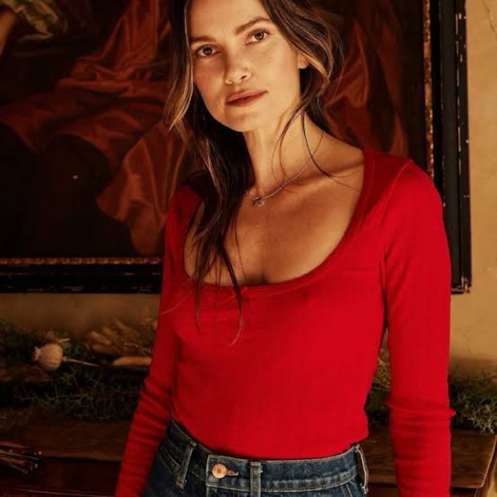 NWT Doen Romy Pointelle Tee in Cerise - Small
